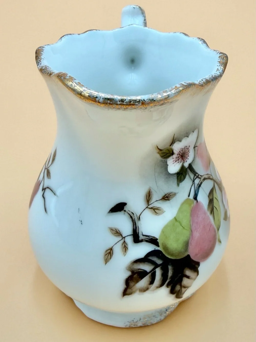 Vintage Lefton China Hand Painted Pear Blossom Creamer & Covered Sugar Bowl NE42